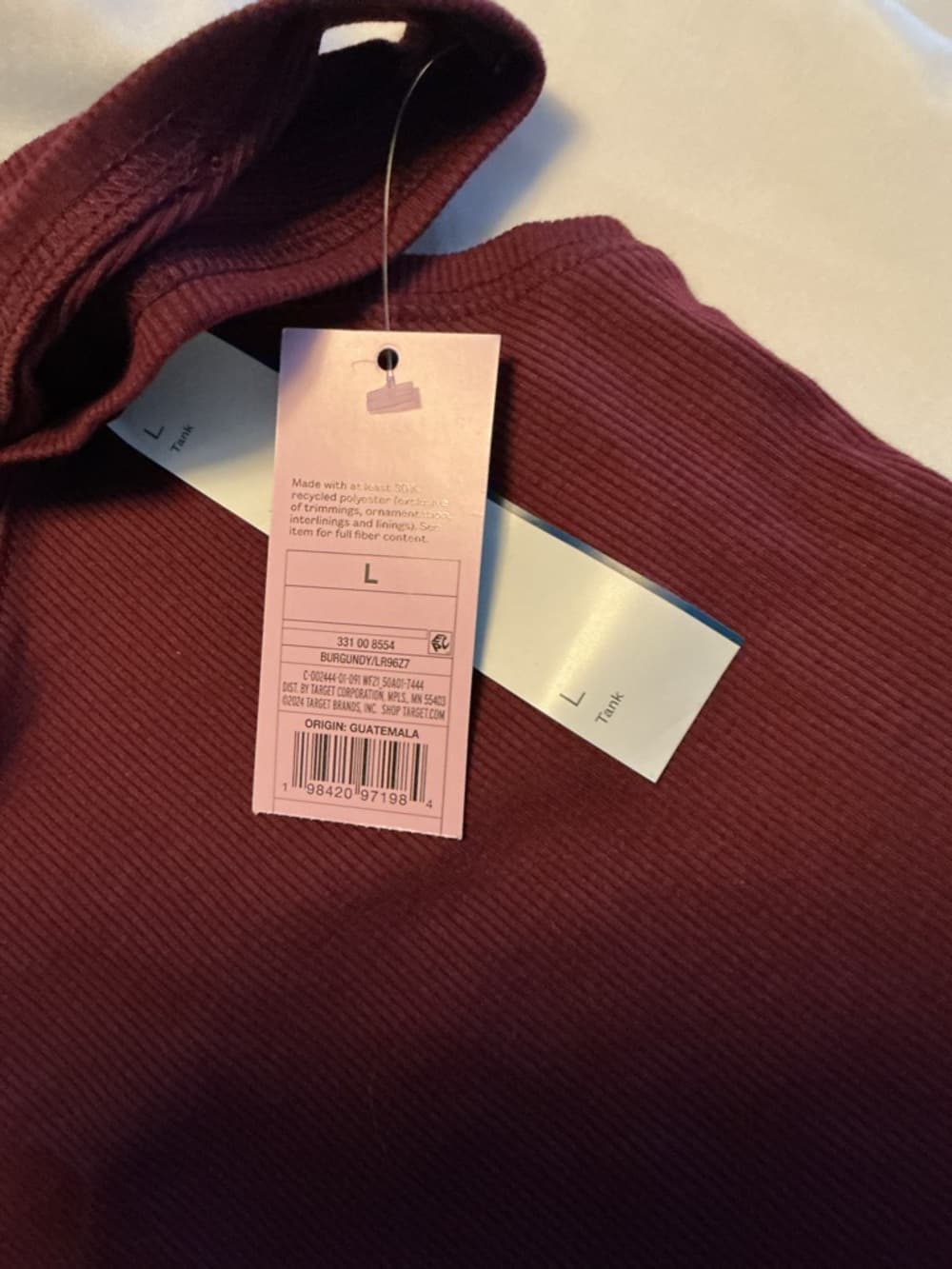 ★ NWT Burgundy Ribbed Crop Tank Top Womens Large Stretch Casual