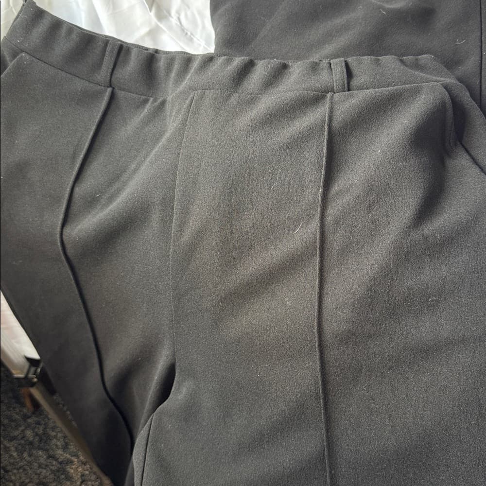 ★ Black Pull-On Dress Pants Elastic Waist Straight Leg Career XL - Thumbnail 5