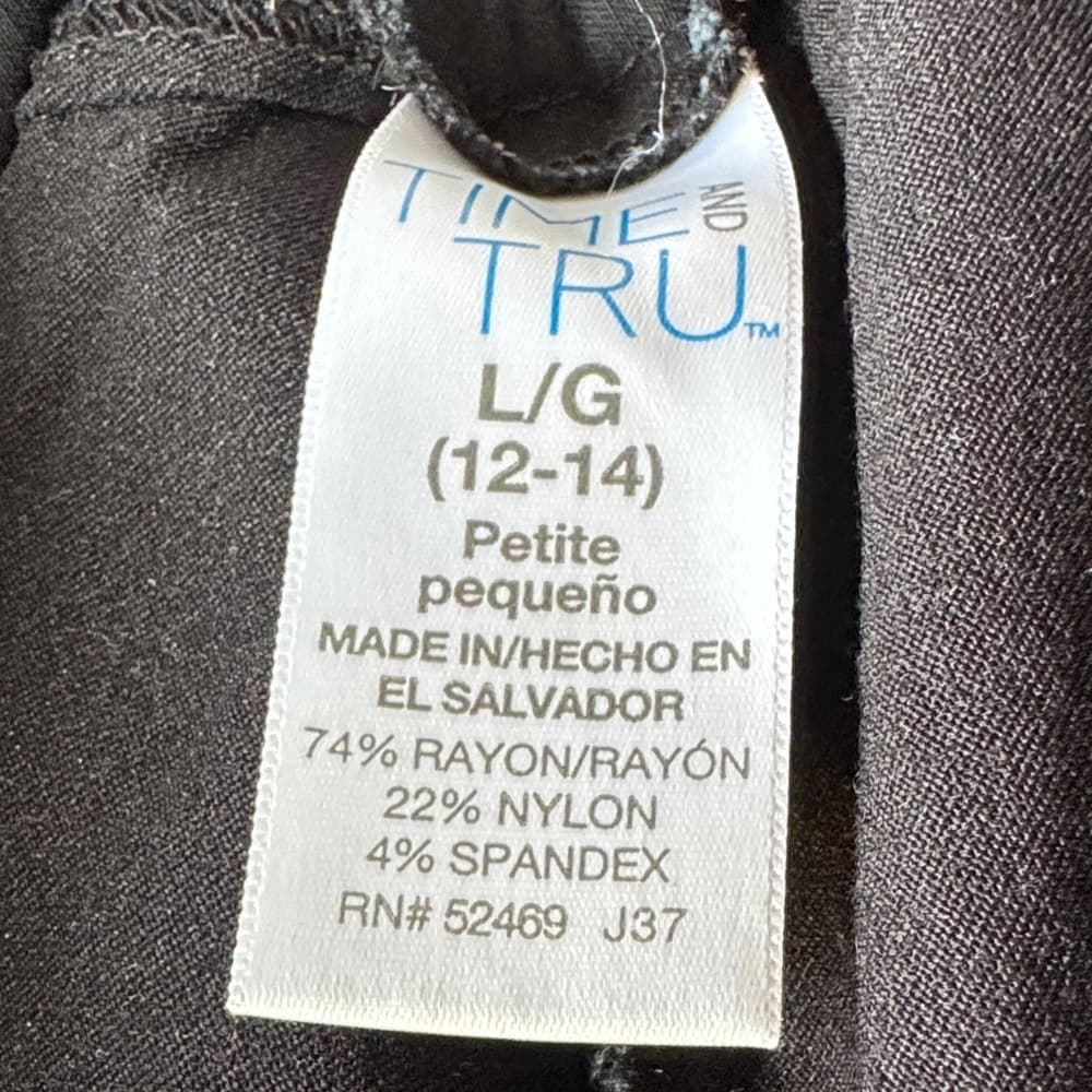 ★ Petite Black Pull-On Career Pants Stretch Office Slacks Large 12-14