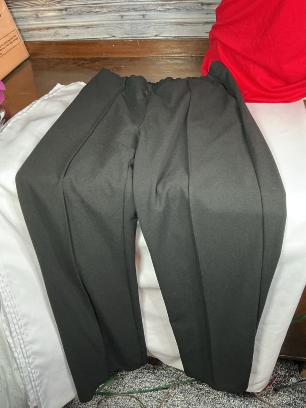 ★ Black Pull-On Dress Pants Elastic Waist Straight Leg Career XL