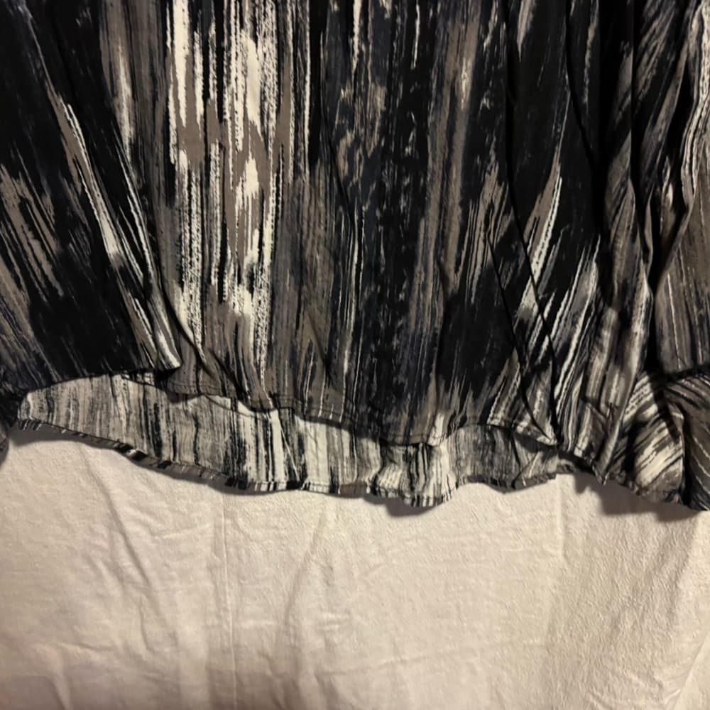 ★ Gloria Vanderbilt Black Gray Abstract Print Blouse Women PXL - Thumbnail 5