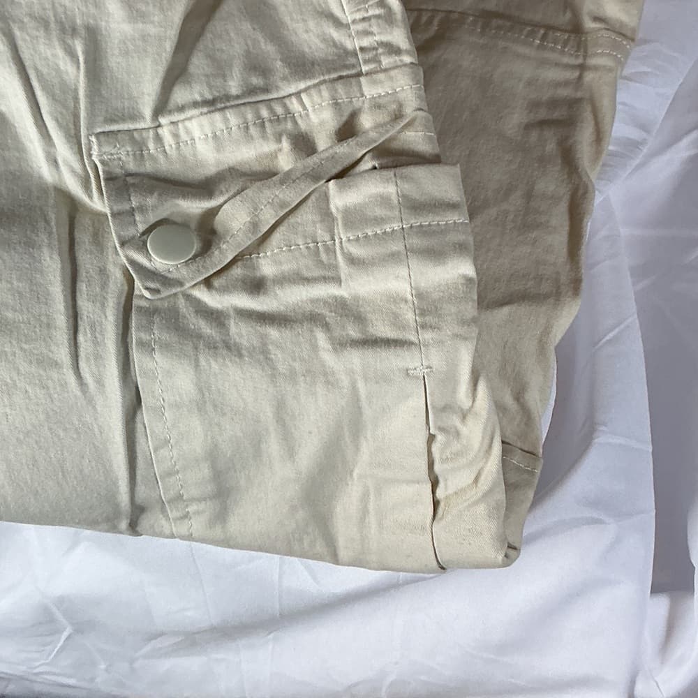 ★ White Cargo Pants Women's Elastic Waist Utility Casual Pants