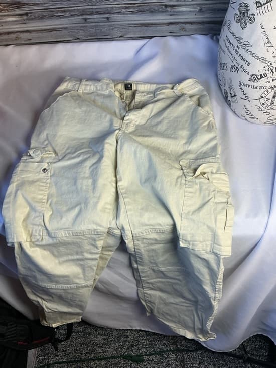 ★ White Cargo Pants Women's Elastic Waist Utility Casual Pants - Thumbnail 9