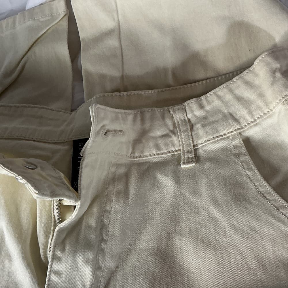 ★ White Cargo Pants Utility Pocket Casual Streetwear XXL - Thumbnail 2