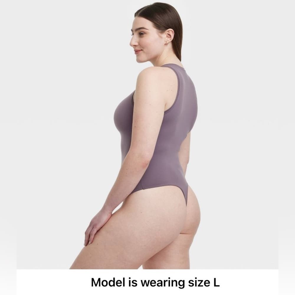 ★ NWT XXL Seamless High Neck Bodysuit Taupe Gray Stretch One Piece