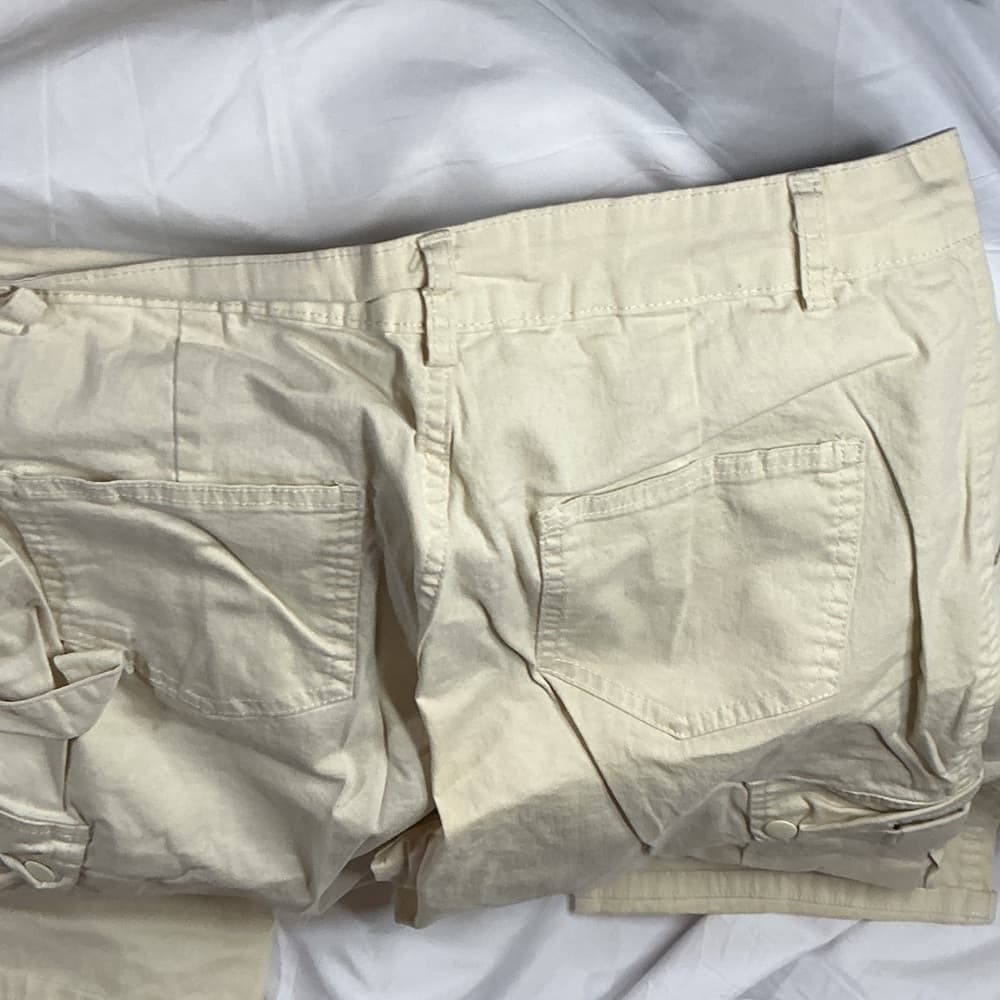 ★ White Cargo Pants Women's Elastic Waist Utility Casual Pants - Thumbnail 4