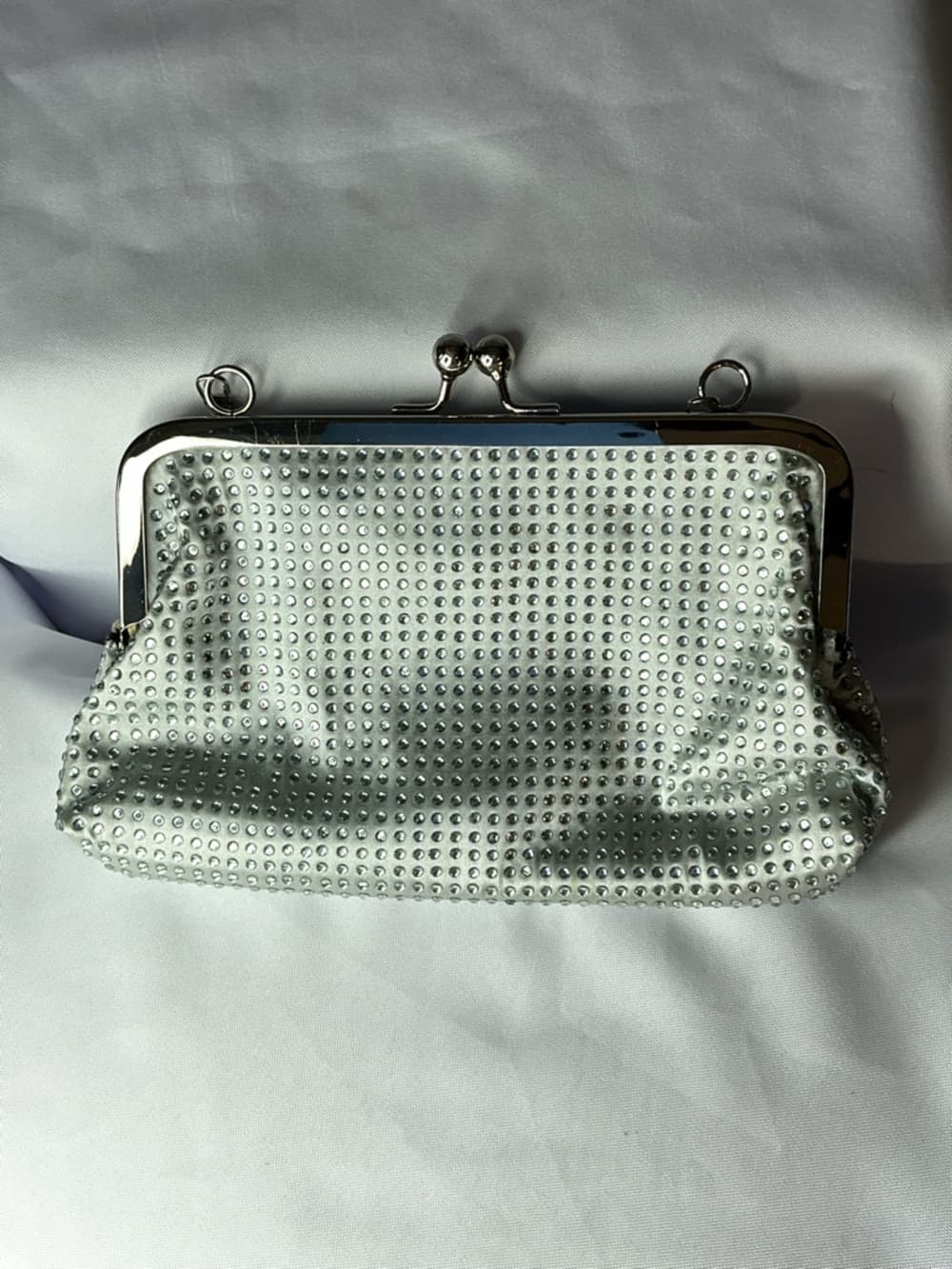 ⭐ Silver Rhinestone Evening Clutch Chain Strap Formal Wedding Party Purse
