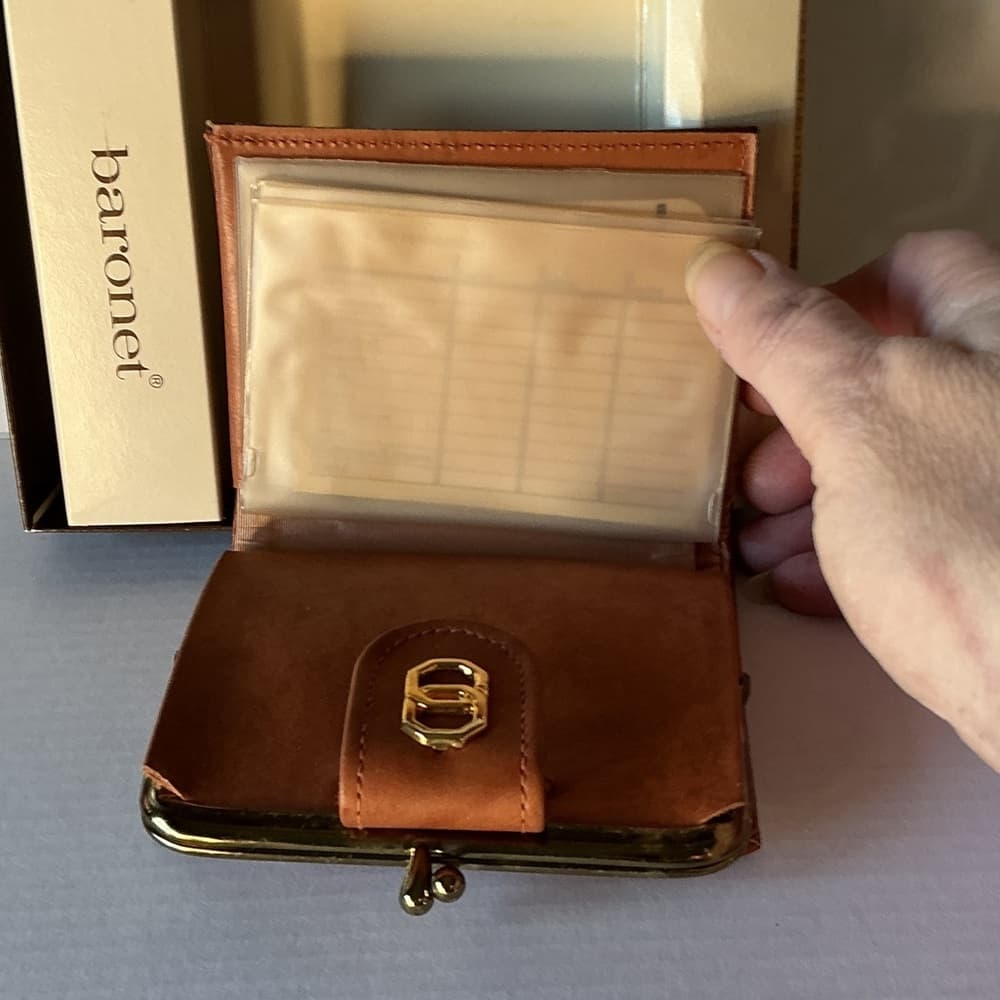★ Baronet Genuine Leather Wallet Brown Vintage Clutch Organizer NIB - Thumbnail 3