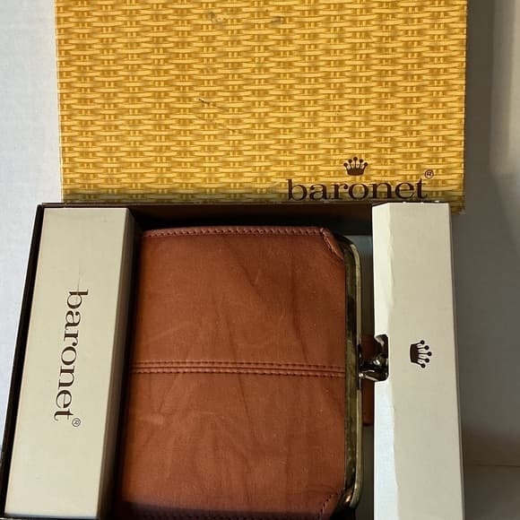 ★ Baronet Genuine Leather Wallet Brown Vintage Clutch Organizer NIB - Thumbnail 7