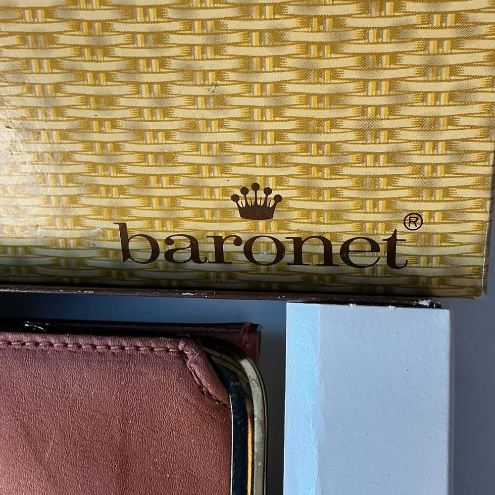 ★ Baronet Genuine Leather Wallet Brown Vintage Clutch Organizer NIB