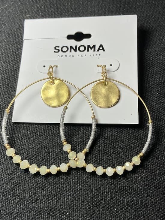★ Sonoma Beaded Hoop Disc Dangle Earrings Gold Tone Boho Chic - Thumbnail 6