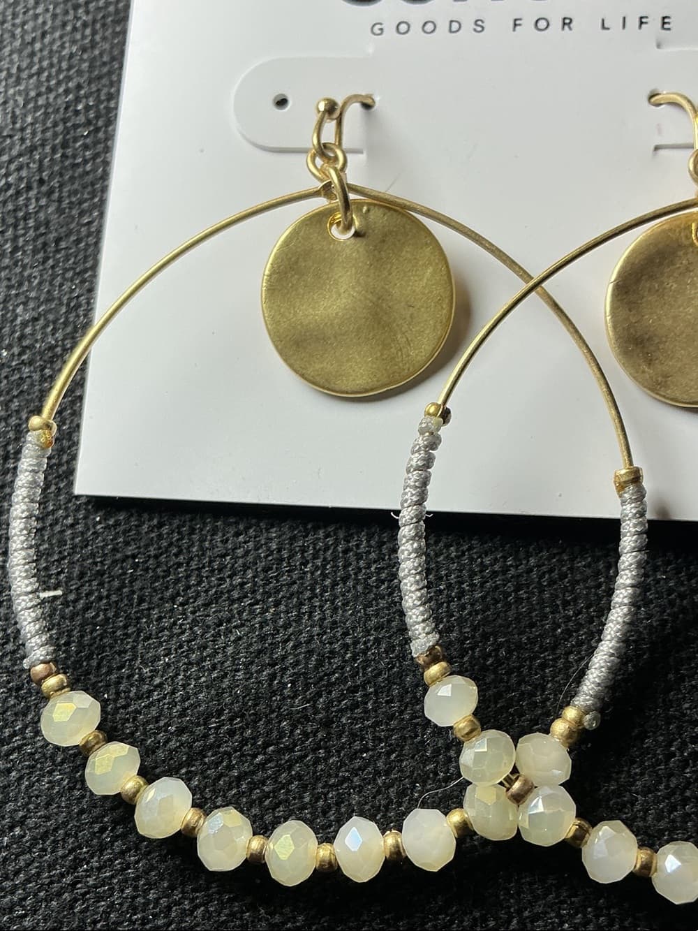 ★ Sonoma Beaded Hoop Disc Dangle Earrings Gold Tone Boho Chic - Thumbnail 2