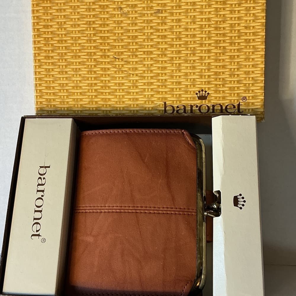 ★ Baronet Genuine Leather Wallet Brown Vintage Clutch Organizer NIB - Thumbnail 6
