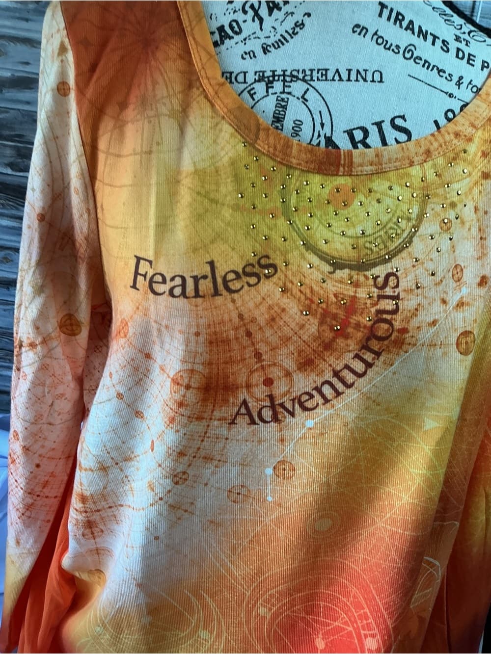 Fearless Adventurous Orange Ombre Women's Long-Sleeve Top - Thumbnail 4