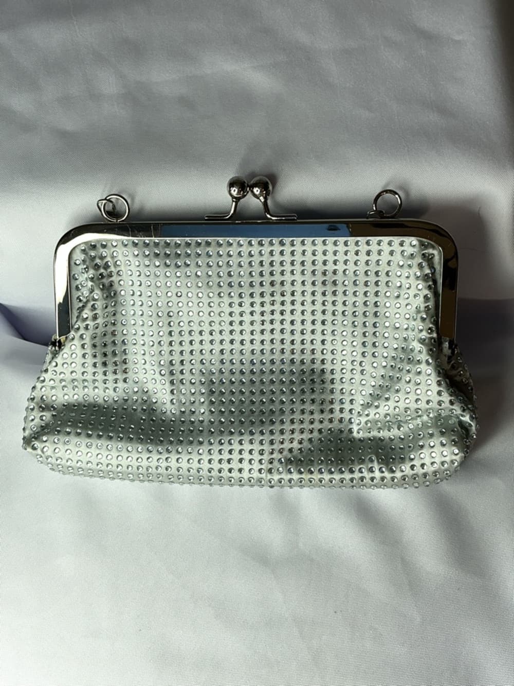 ⭐ Silver Rhinestone Evening Clutch Chain Strap Formal Wedding Party Purse - Thumbnail 3