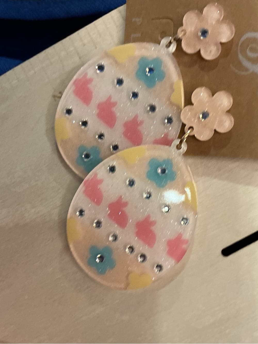 ⭐ Pastel Floral Bunny Glitter Statement Dangle Earrings Cute Kawaii