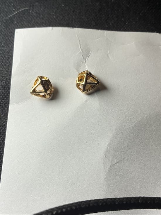 ⭐ Tiny Gold Tone Diamond Stud Earrings Minimalist Geometric Jewelry - Thumbnail 5
