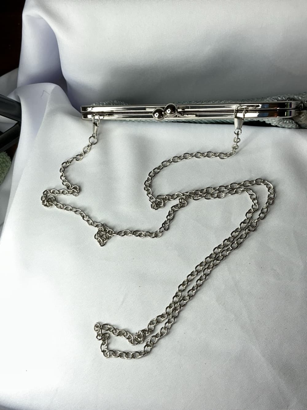 ⭐ Silver Rhinestone Evening Clutch Chain Strap Formal Wedding Party Purse - Thumbnail 7