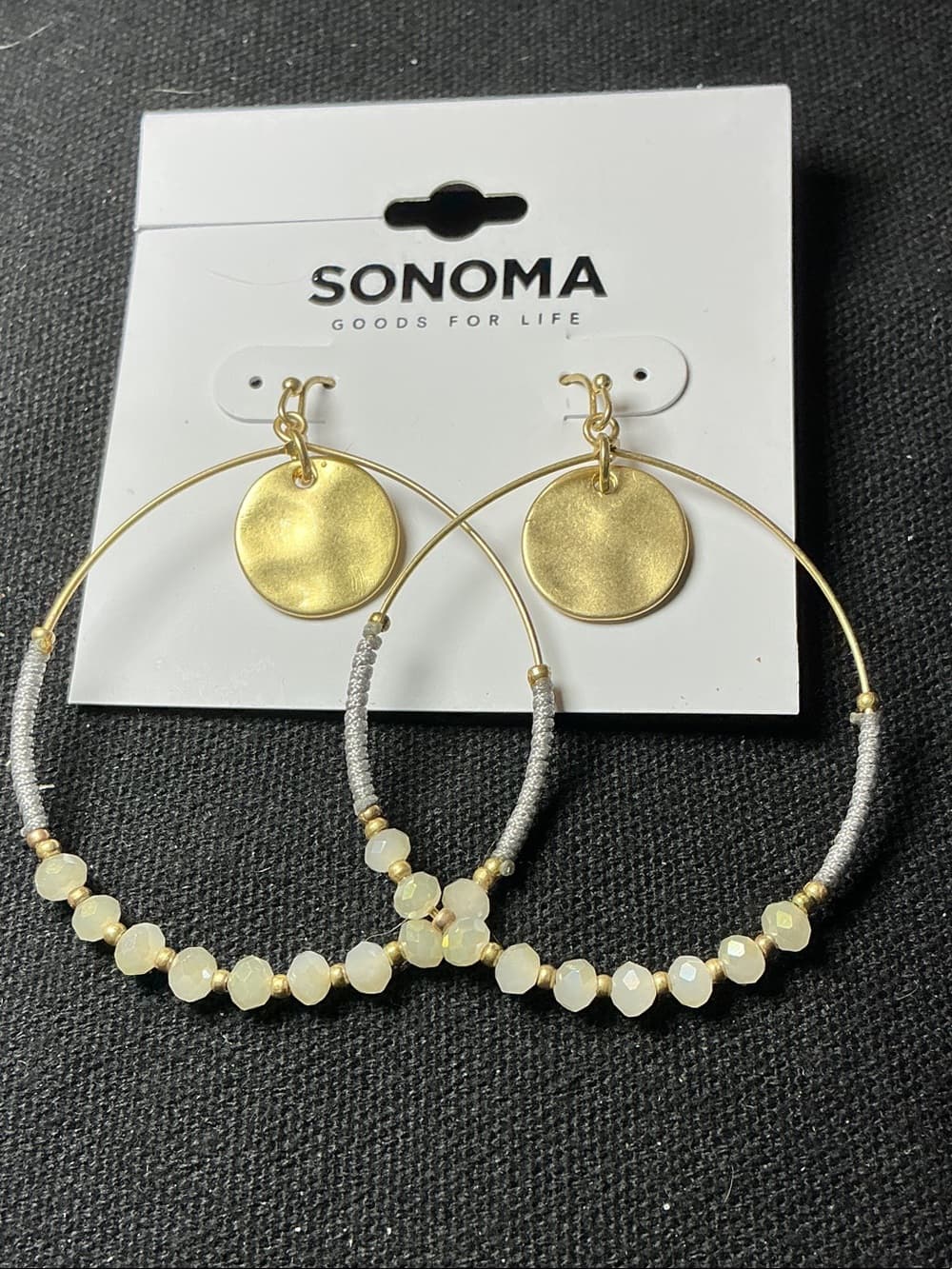 ★ Sonoma Beaded Hoop Disc Dangle Earrings Gold Tone Boho Chic - Thumbnail 5