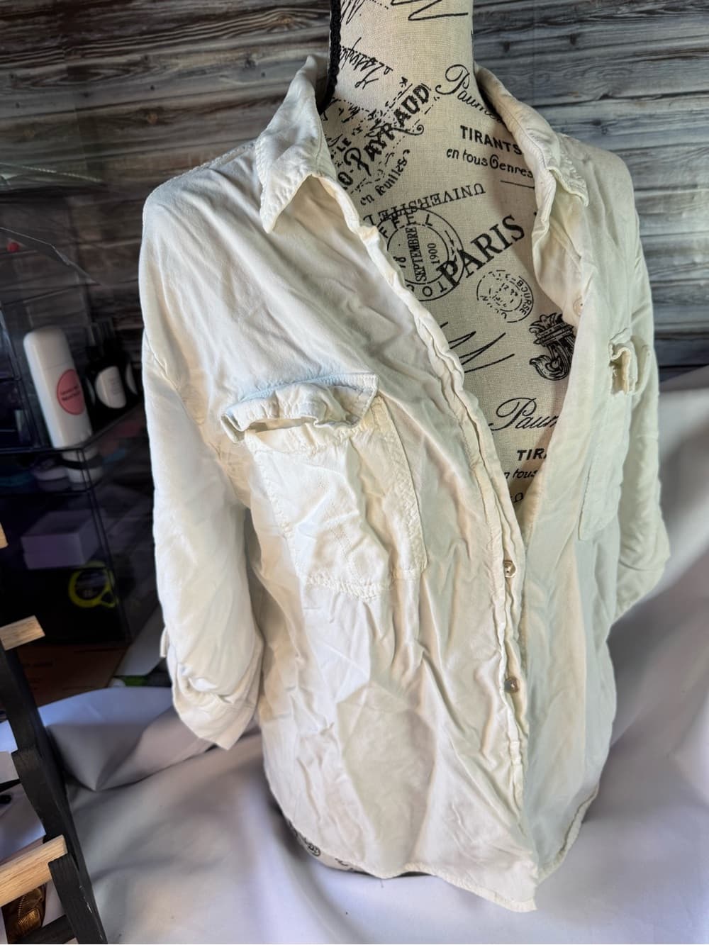★ White Crinkle Texture Button Front Shirt Jacket Boho Chic Top - Thumbnail 2