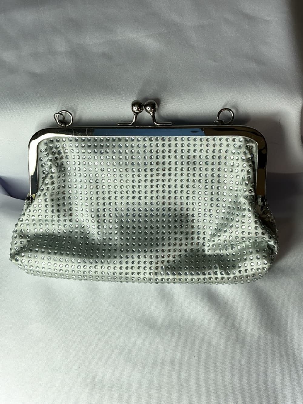 ⭐ Silver Rhinestone Evening Clutch Chain Strap Formal Wedding Party Purse - Thumbnail 2