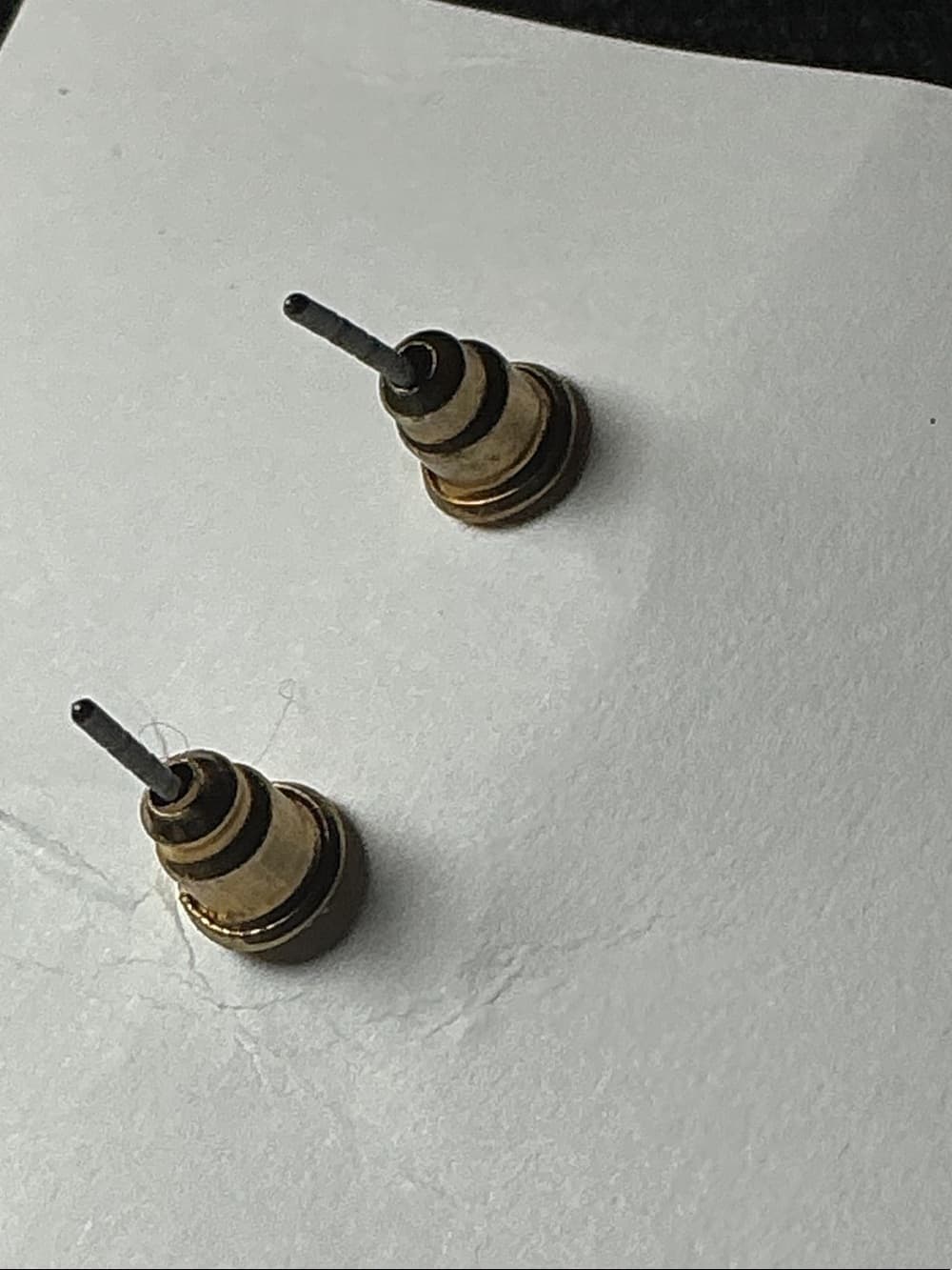 ⭐ Tiny Gold Tone Diamond Stud Earrings Minimalist Geometric Jewelry - Thumbnail 3