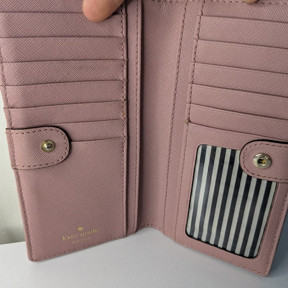 ★ Kate Spade New York Blush Pink Saffiano Leather Zip Wallet - Thumbnail 4