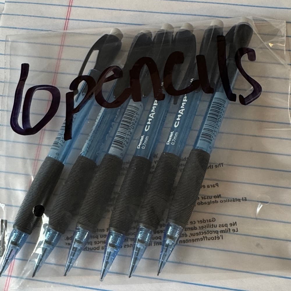 ★ Pack of 6 Black Mechanical Pencils 0.7mm School Office Writing Set