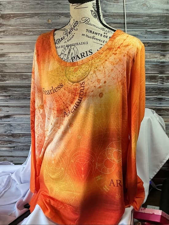 Fearless Adventurous Orange Ombre Women's Long-Sleeve Top - Thumbnail 9