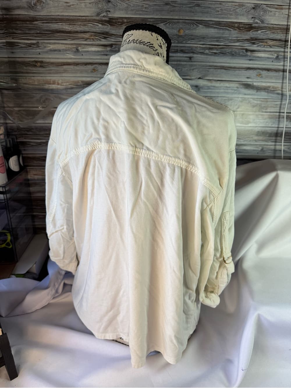 ★ White Crinkle Texture Button Front Shirt Jacket Boho Chic Top - Thumbnail 3