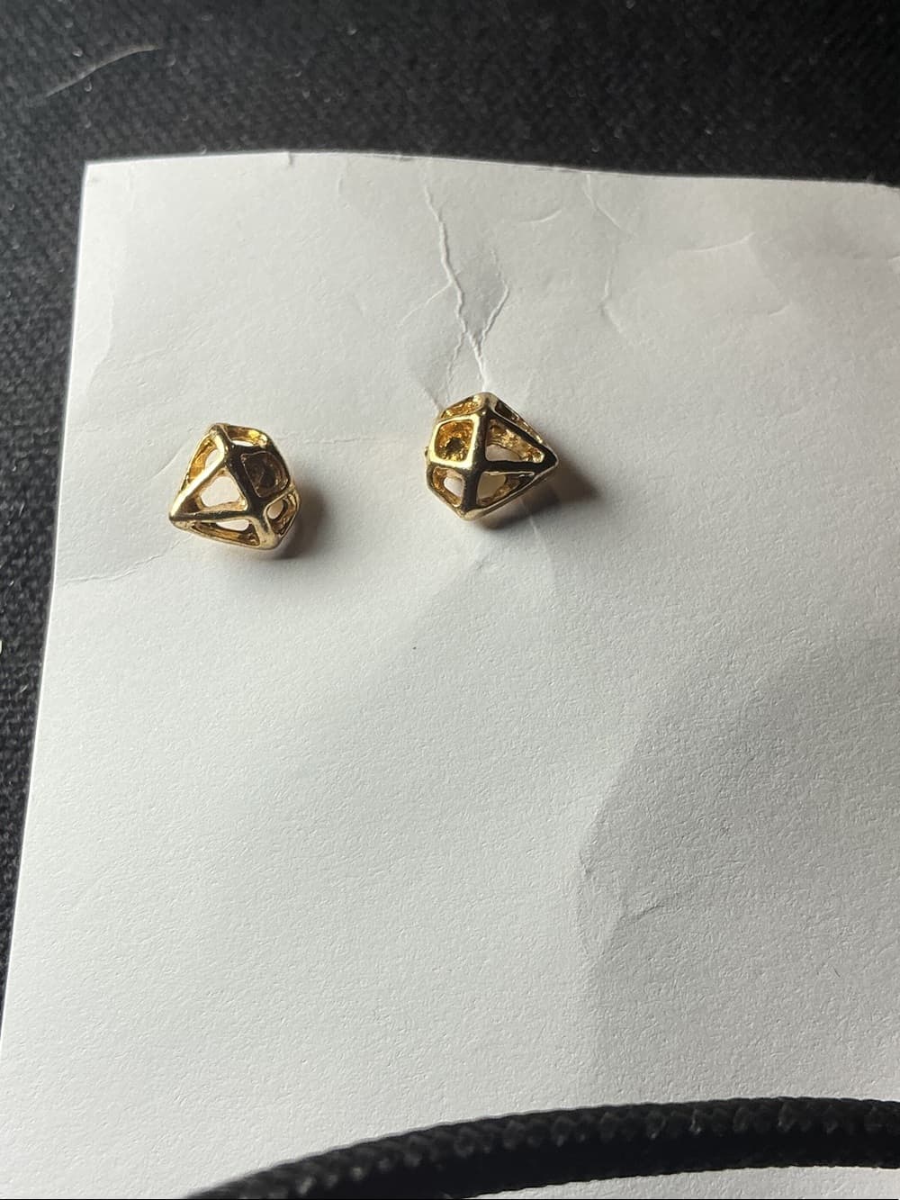 ⭐ Tiny Gold Tone Diamond Stud Earrings Minimalist Geometric Jewelry - Thumbnail 4