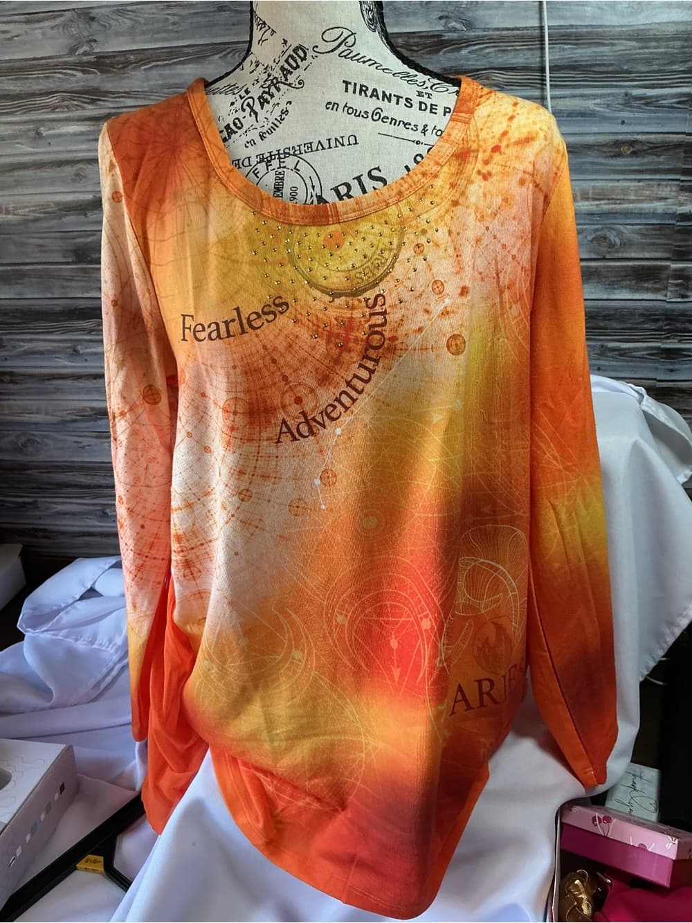Fearless Adventurous Orange Ombre Women's Long-Sleeve Top - Thumbnail 3