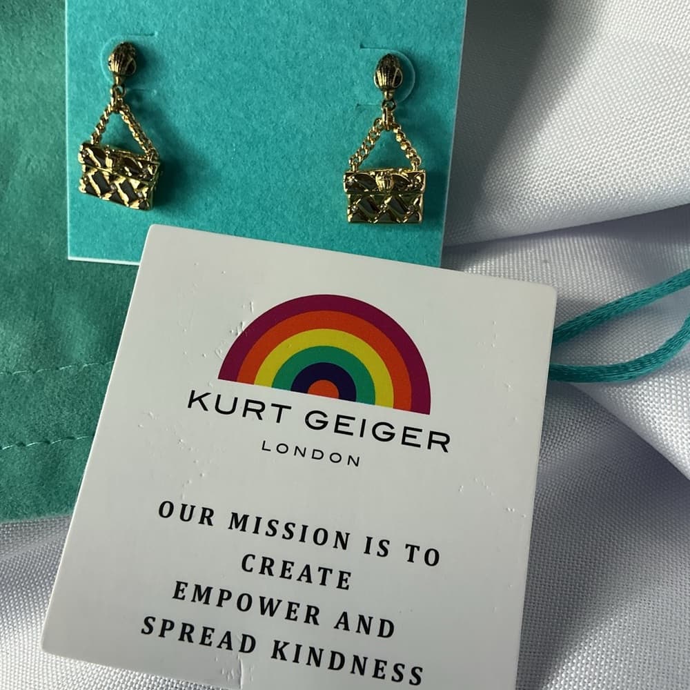 Kurt Geiger London Mini Bag Earrings Gold NWT Sold Out Rare HTF - Thumbnail 3