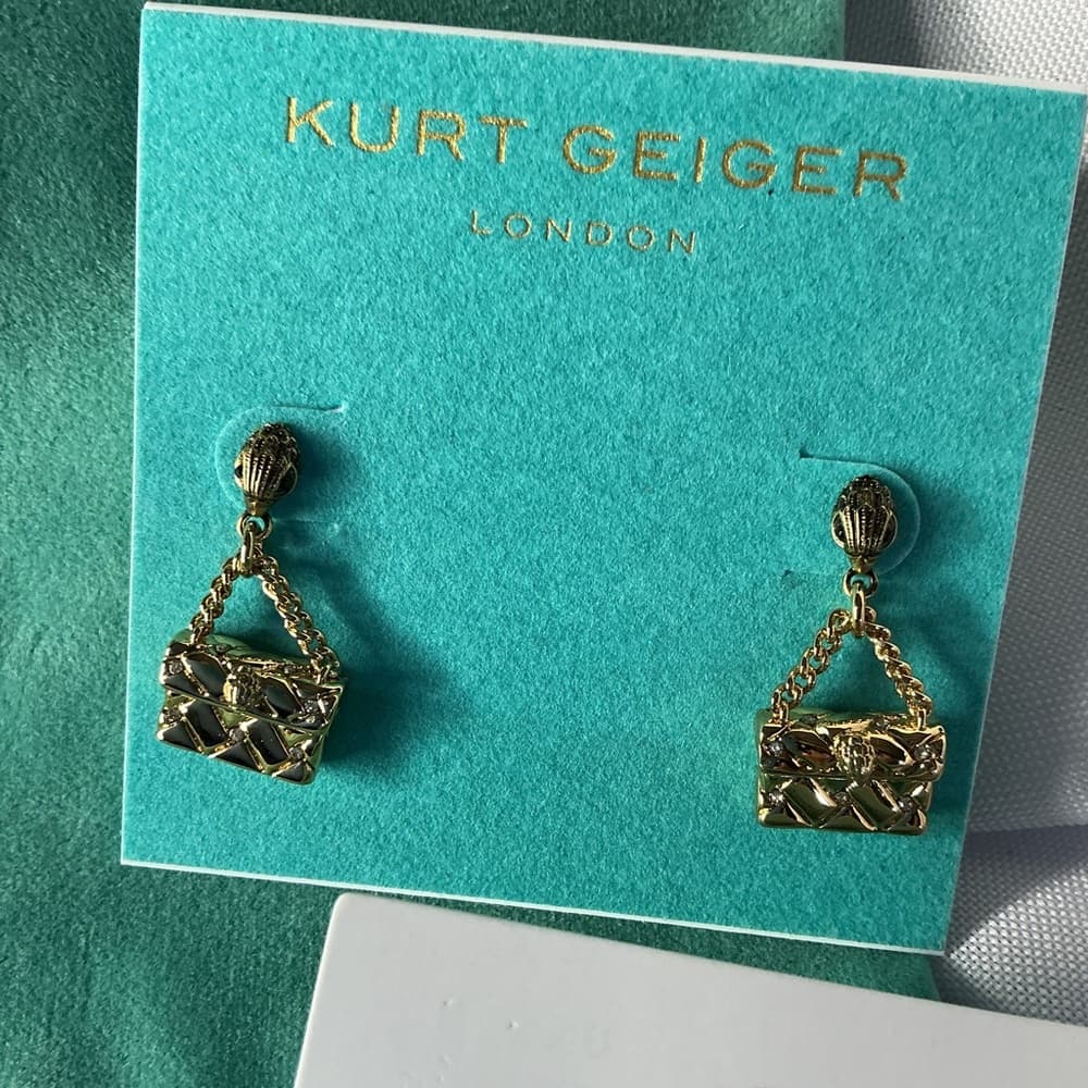 Kurt Geiger London Mini Bag Earrings Gold NWT Sold Out Rare HTF - Thumbnail 5