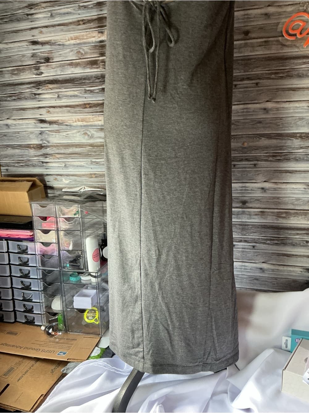 ⭐ Heather Gray Sleeveless Maxi Dress Open Back Lounge Casual Chic - Thumbnail 4
