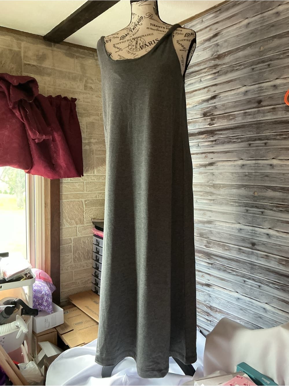 ⭐ Heather Gray Sleeveless Maxi Dress Open Back Lounge Casual Chic