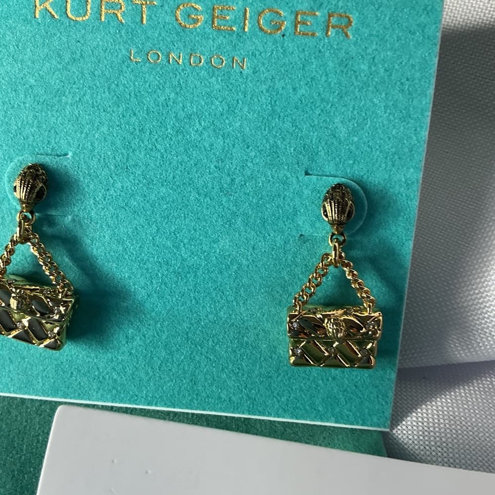 Kurt Geiger London Mini Bag Earrings Gold NWT Sold Out Rare HTF - Thumbnail 4