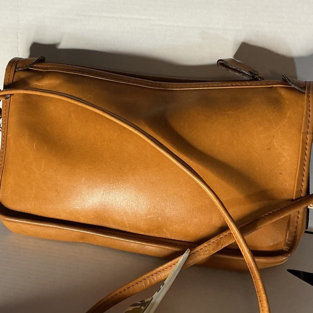 ⭐ Cognac Brown Crossbody Bag Minimalist Everyday Shoulder Purse - Thumbnail 2