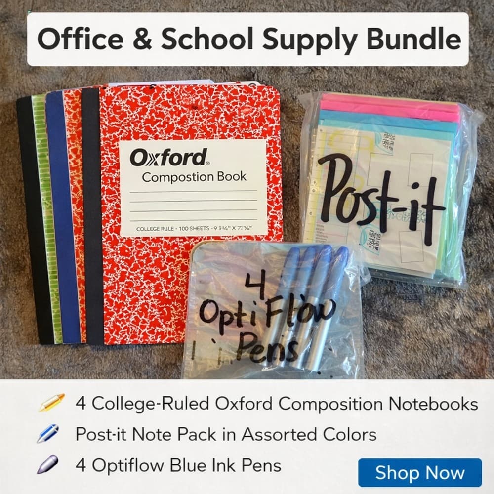 ★ School Supply Bundle 4 Composition Books Post It Notes & 4 Blue Pens - Thumbnail 7