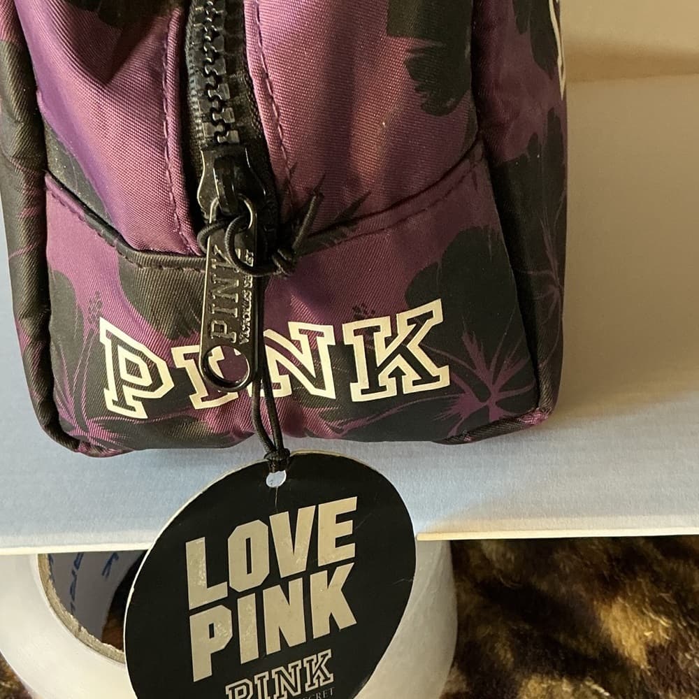 ⭐ Victoria’s Secret PINK Tropical Floral Cosmetic Bag Makeup Travel Pouch - Thumbnail 3