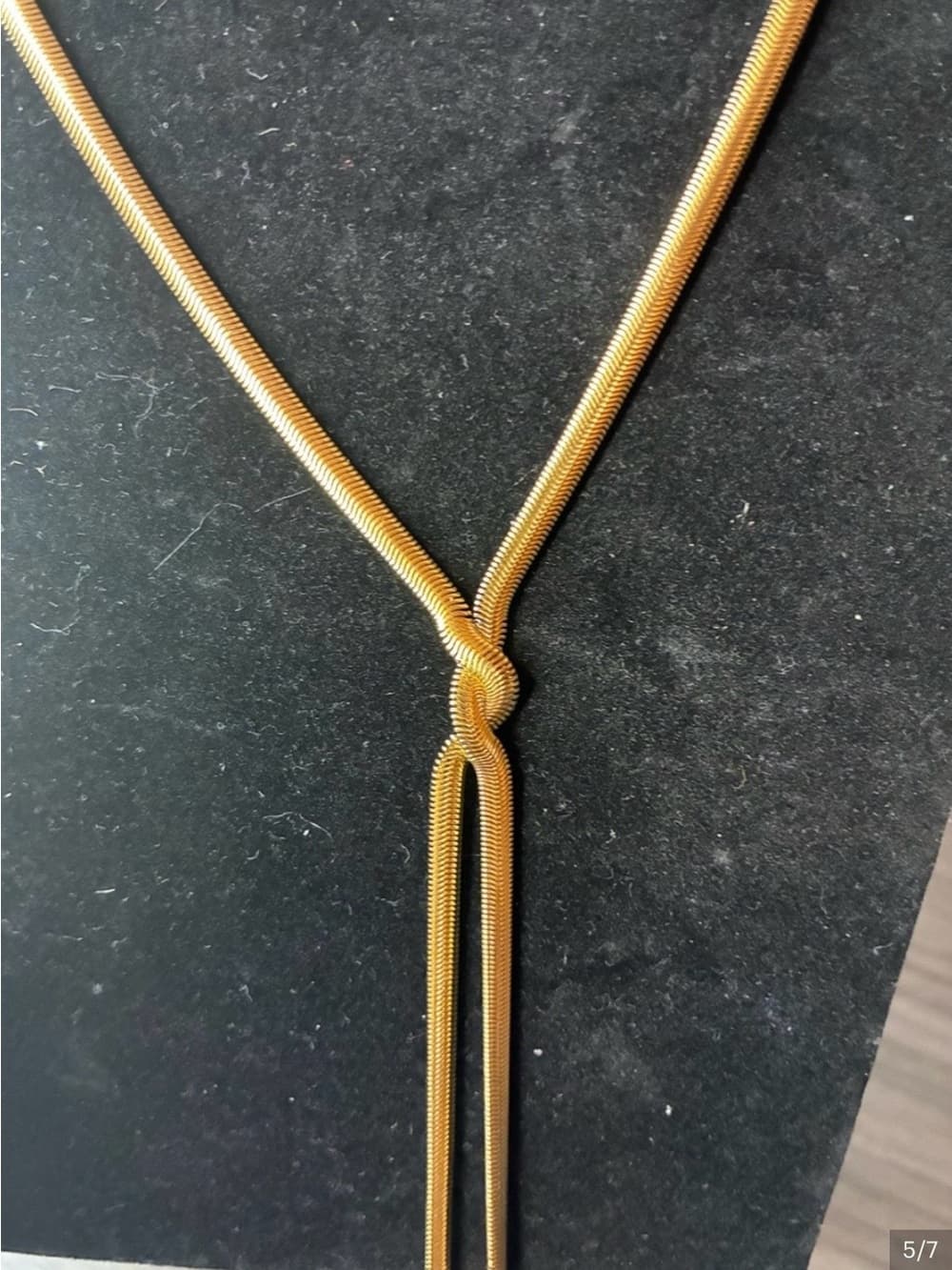 ★ Gold Snake Chain Knot Tassel Necklace Minimalist Statement - Thumbnail 4