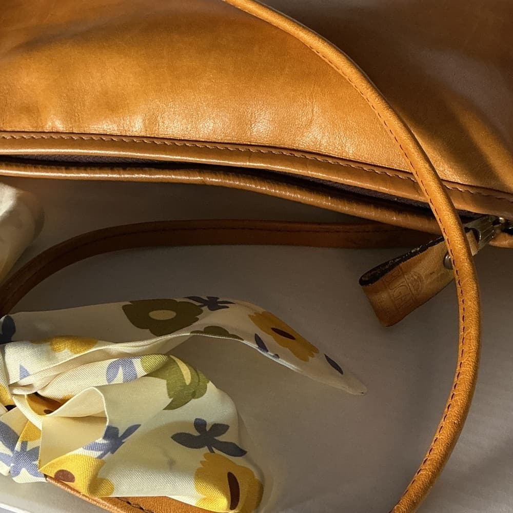 ⭐ Cognac Brown Crossbody Bag Minimalist Everyday Shoulder Purse - Thumbnail 3