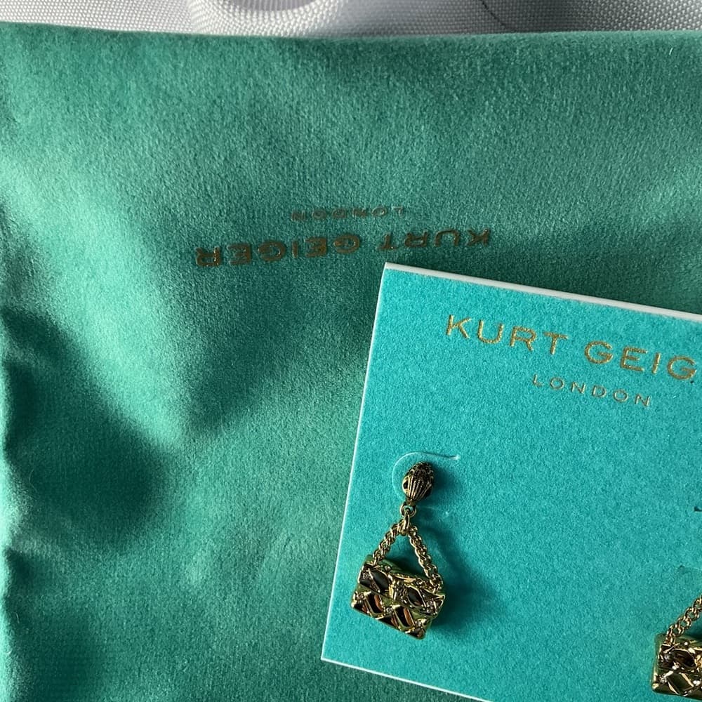 Kurt Geiger London Mini Bag Earrings Gold NWT Sold Out Rare HTF - Thumbnail 2