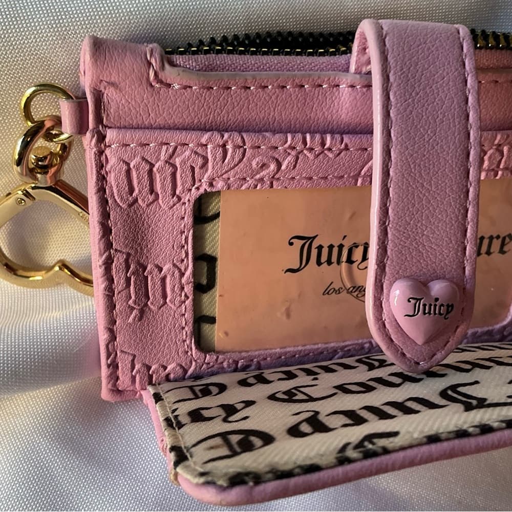 ★💖 Juicy Couture Pink Embossed Logo Wallet Card Holder Wristlet - Thumbnail 7