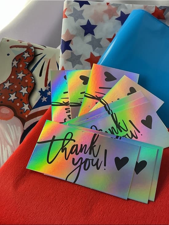 ★ Patriotic Shipping Bundle Poly Mailers Stars Gnome Thank You Cards - Thumbnail 2