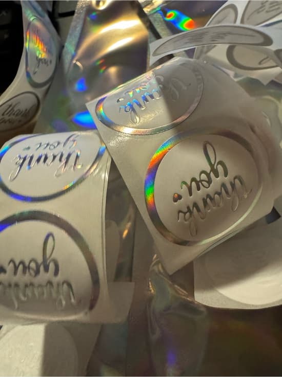 ★ 50 Silver Holographic Thank You Stickers Seals Happy Mail Packaging - Thumbnail 3