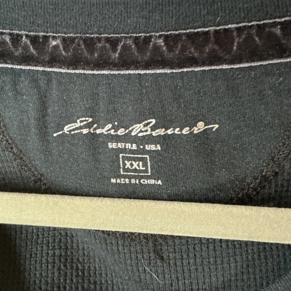 Eddie Bauer Black Long Sleeve Tee with Button Detail