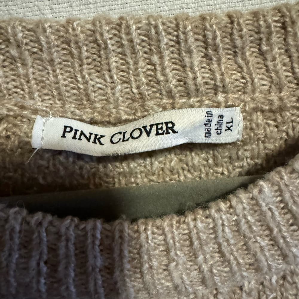 ★ Pink Clover Oatmeal Tan Textured Crewneck Sweater XL Lightweight - Thumbnail 2