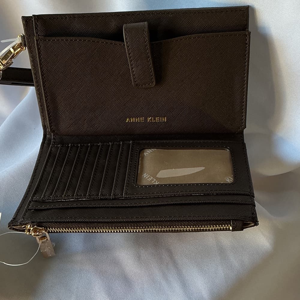★ Anne Klein Espresso Brown Wristlet Wallet Clutch NWT - Thumbnail 5