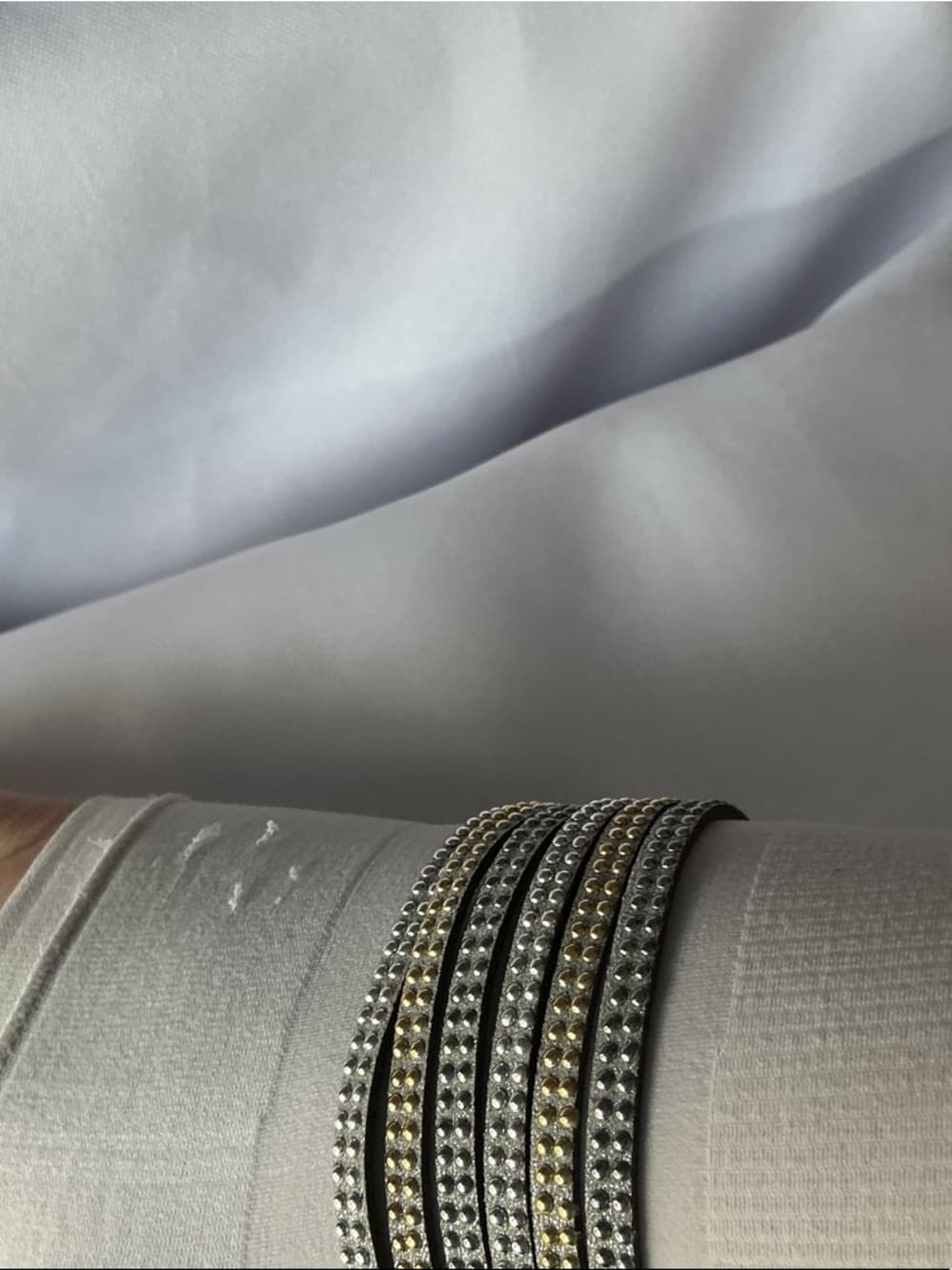 Rhinestone Wrap Bracelet Silver Gold Studded Layered Snap Cuff